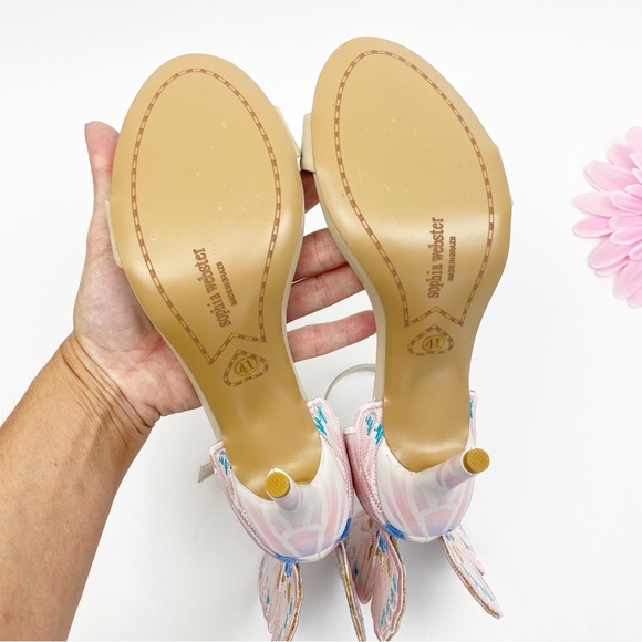 Sophia Webster Chiara Butterfly Embroidered Leather Pastel Bridal Stiletto Heels - Picture 9 of 10